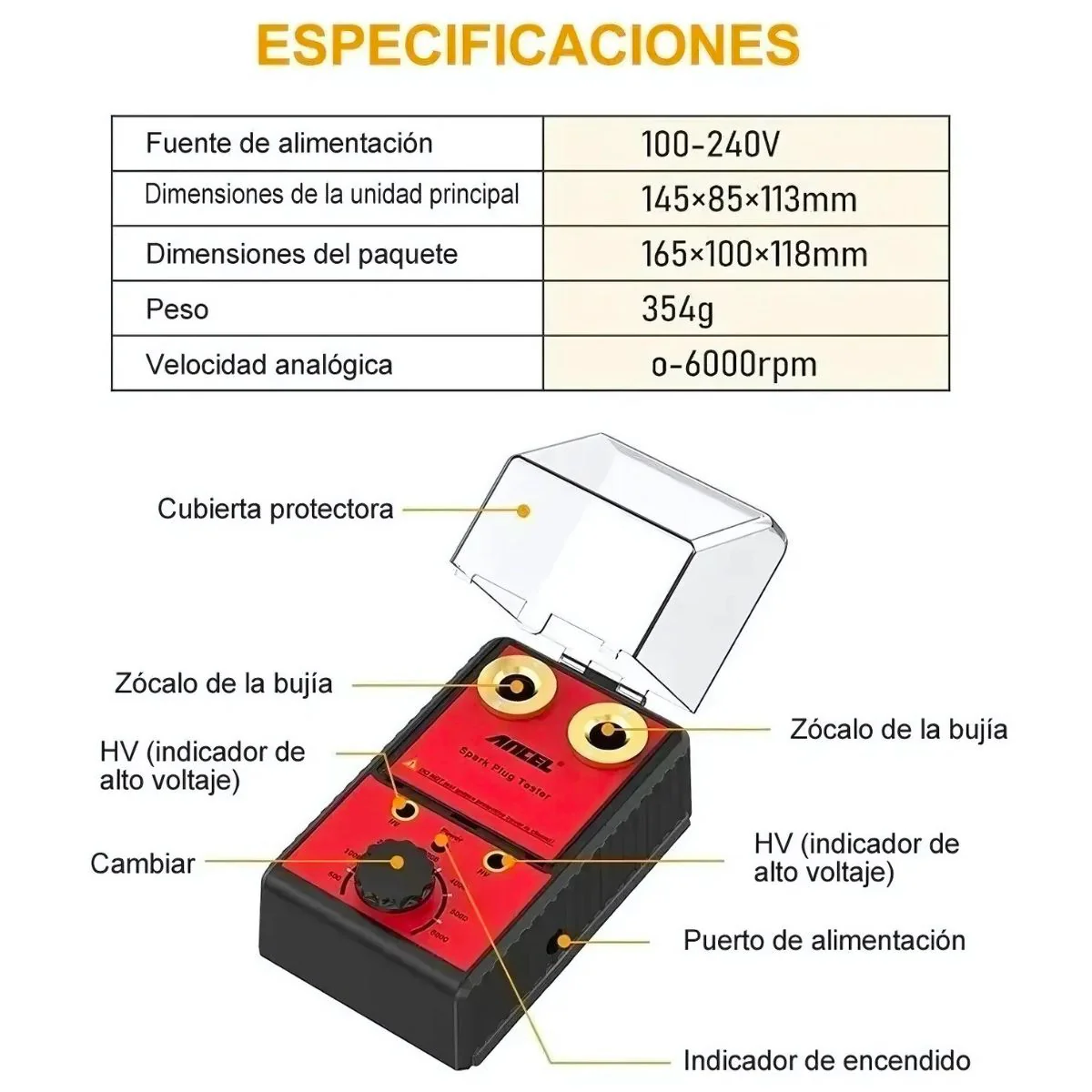 Probador De Bujías Dual. Tester Medidor De Encendido 12V Con Frecuencia Ajustable 0–6000 Rpm Y Doble Orificio. - Image 6
