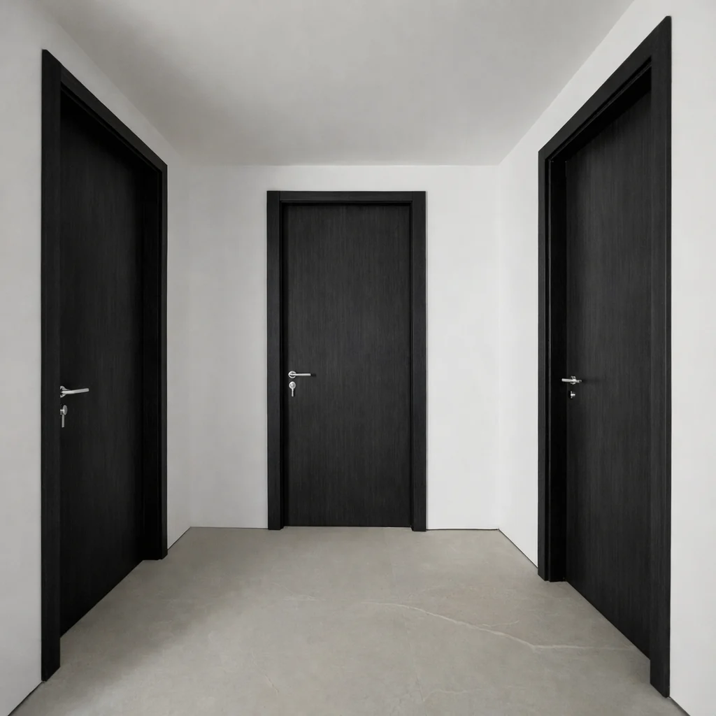 Puerta WPC 45Mm Madera Interior Wengue 70X215cm Incluye Marco Completo Y Herrajes Silver. Altisima Calidad Y Resistencia - Image 2
