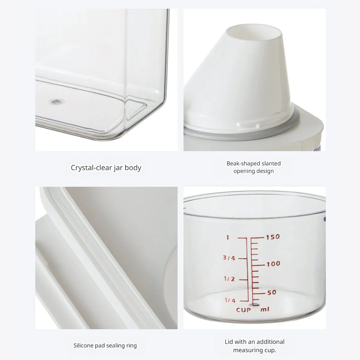 Recipiente Hermético 1100Ml Con Tapa Medidora. Ideal Para Alimentos Secos. - Image 3
