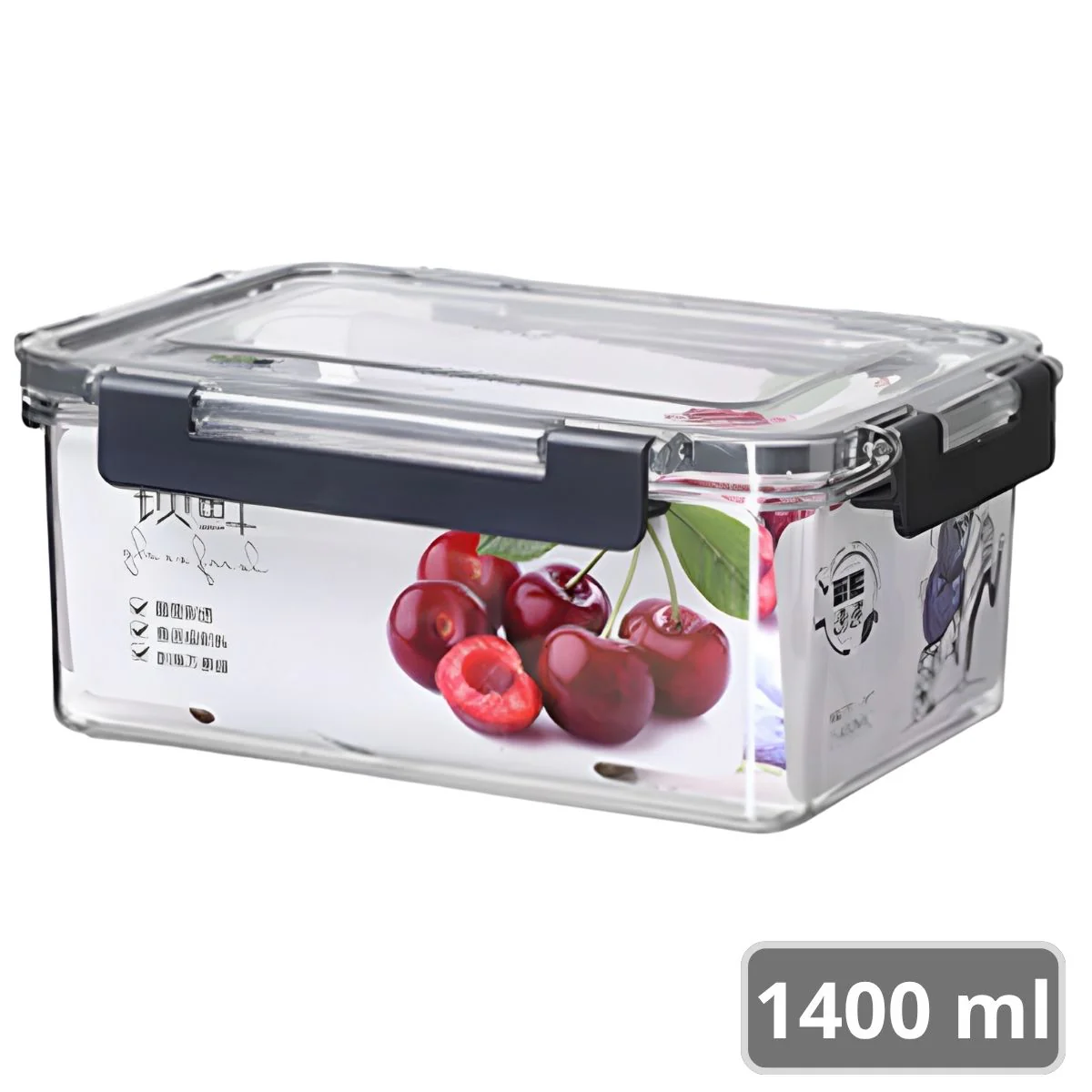 Recipiente Hermético De Almacenamiento Apilable De 1.4 Litros De PET Grado Alimenticio. Vasija De Comida Para Microondas Y Refrigerador. Caja De Almacenamiento Sellada.