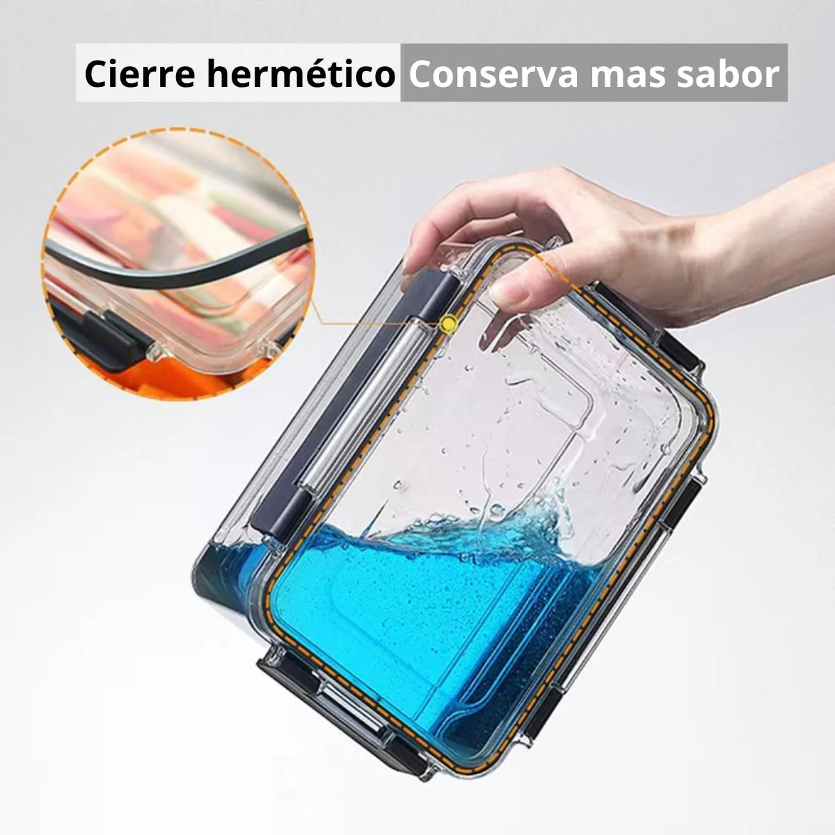 Recipiente Hermético De Almacenamiento Apilable De 1.4 Litros De PET Grado Alimenticio. Vasija De Comida Para Microondas Y Refrigerador. Caja De Almacenamiento Sellada. - Image 2