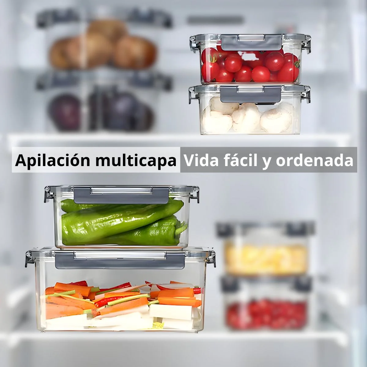 Recipiente Hermético De Almacenamiento Apilable De 1.4 Litros De PET Grado Alimenticio. Vasija De Comida Para Microondas Y Refrigerador. Caja De Almacenamiento Sellada. - Image 3