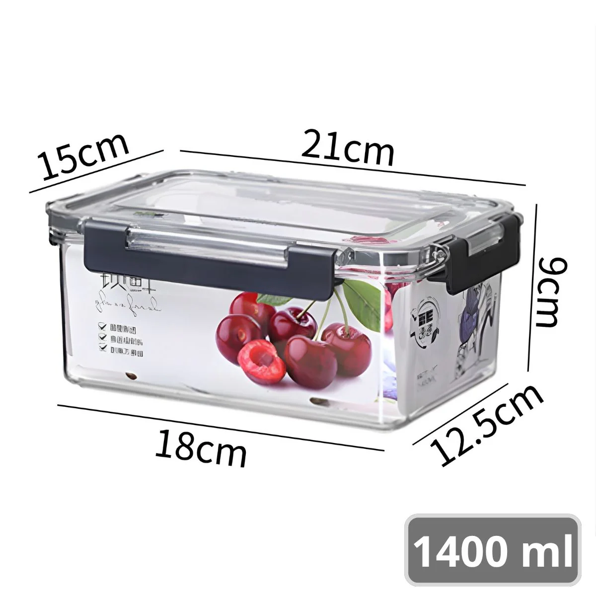 Recipiente Hermético De Almacenamiento Apilable De 1.4 Litros De PET Grado Alimenticio. Vasija De Comida Para Microondas Y Refrigerador. Caja De Almacenamiento Sellada. - Image 5