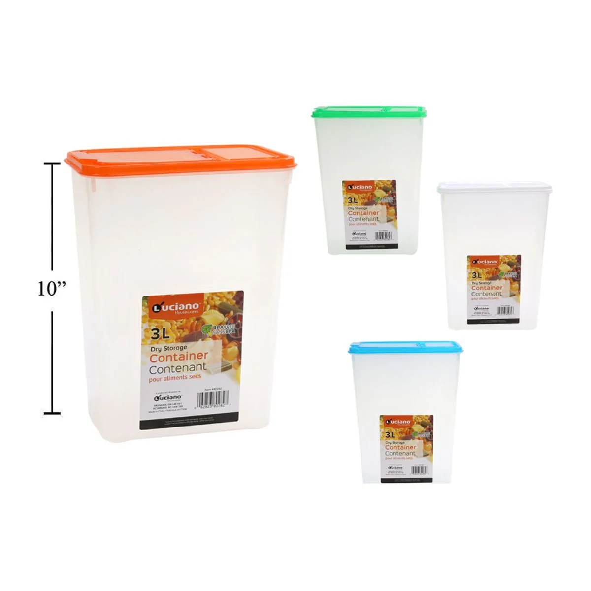 Recipiente Para Almacenamiento En Seco Con Tapa, 3L, 7.75X4.5X10 " - Image 3