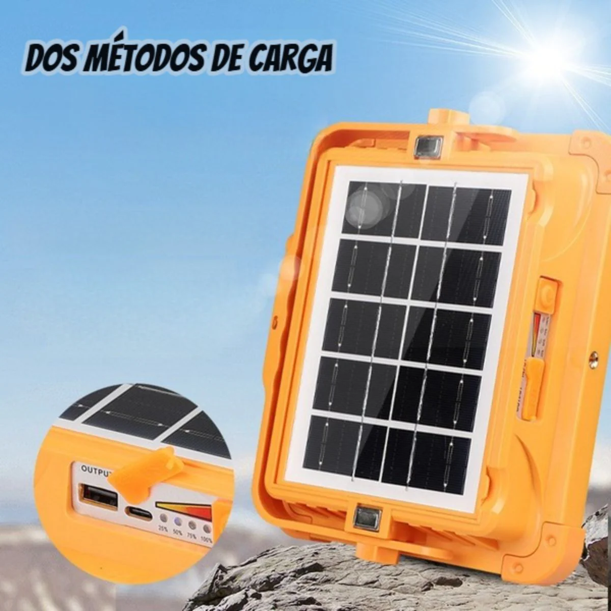 Reflector Solar Lampara LED 9000W Recargable Con Power Bank IP66 Para Exteriores - Image 3