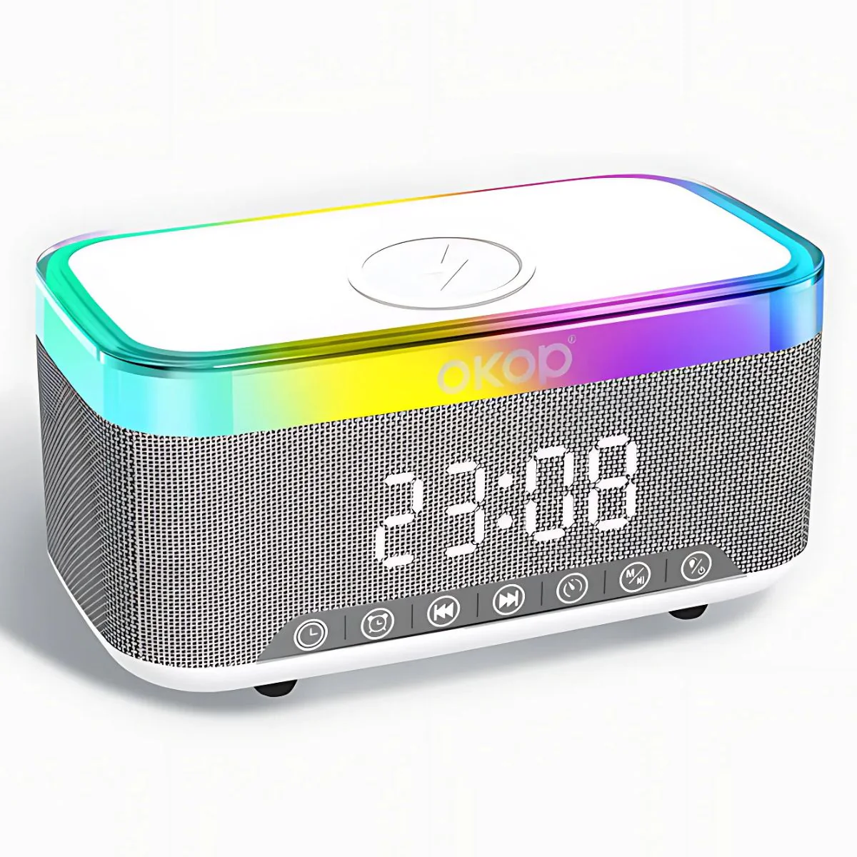 Reloj Despertador Digital Con Bocina Bluetooth. Cargador Inalámbrico Para Celulares. Radio FM Y Temporizador. Lampara De Noche - Image 5
