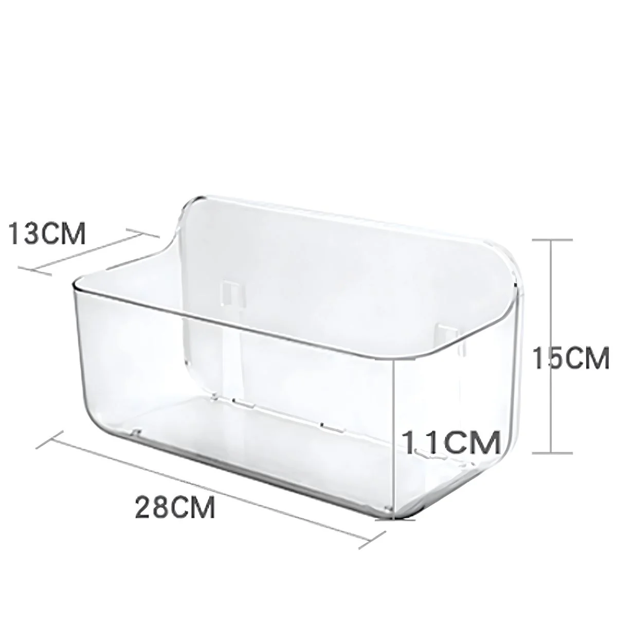 Repisa Multiuso De Ducha. Cesta Para Baño De Plástico Transparente. Caja Organizadora 28X13x15cm. (Incluye Autoadhesivo)