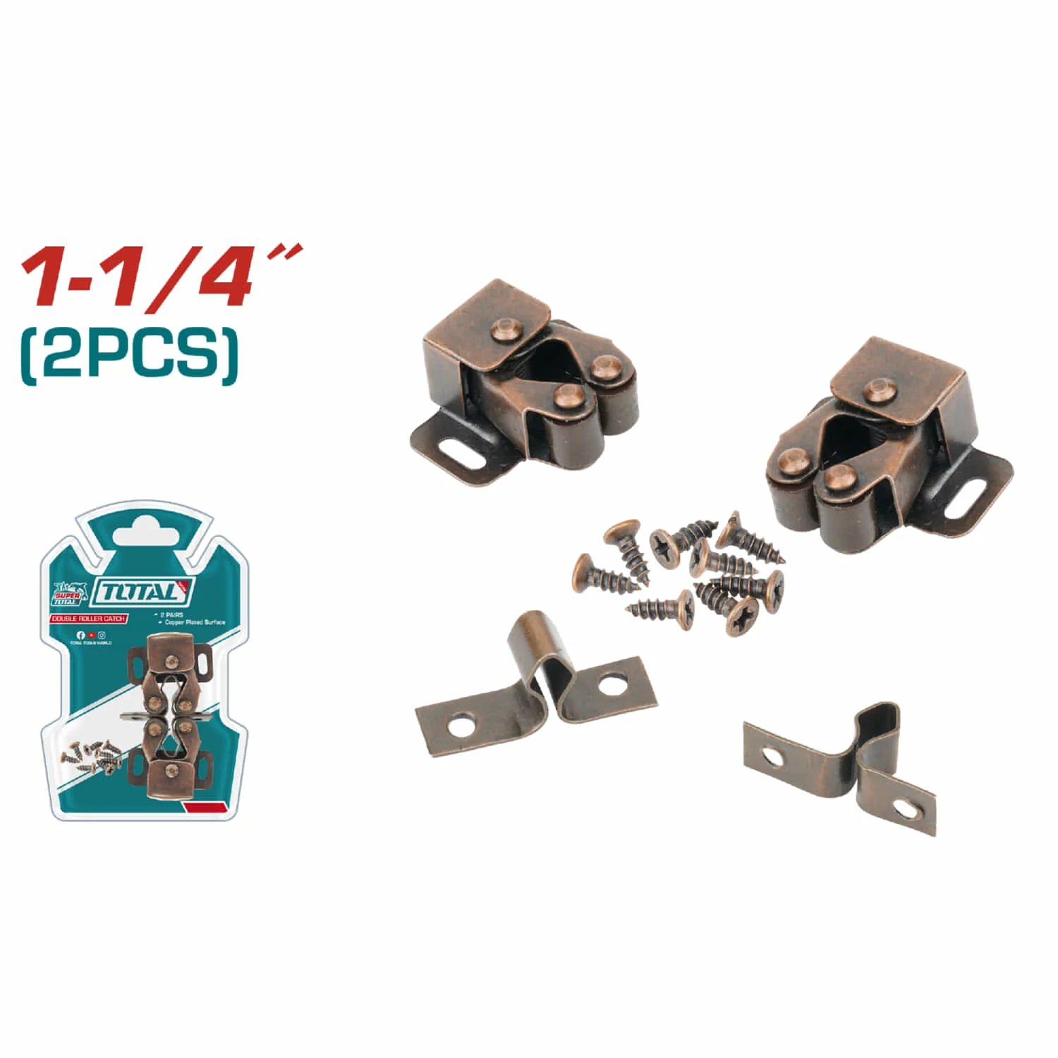 Retenedor De Puerta Doble Rodillo. 1-1/4" (2 Piezas). COPPER PLATED SURFACE. Incluye Sujetadores.
