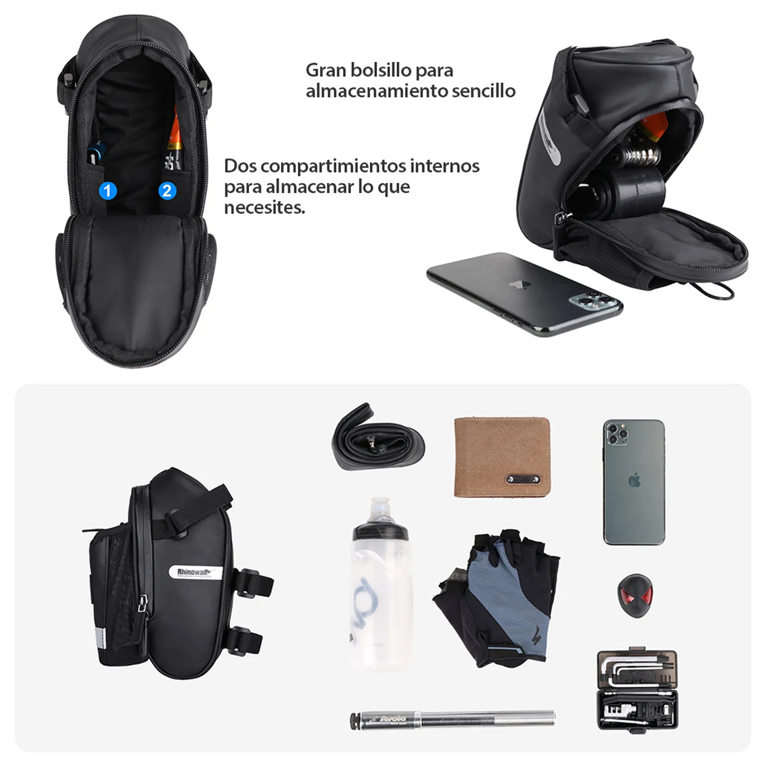 Bolso Para Asiento De Bicicleta Con Porta Termo Negro Rhinowalk - Image 6
