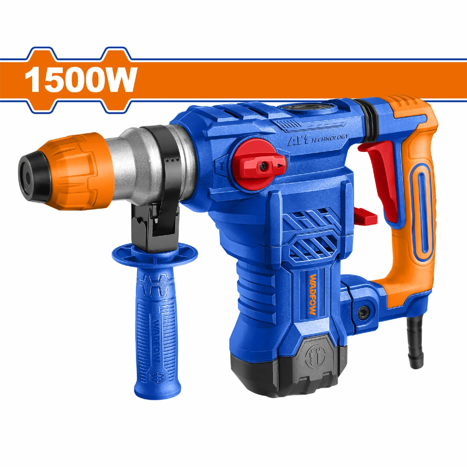 Rotomartillo 1500W. 4500 Bpm 5.5J 110-120V~50/60Hz Incluye 3 Brocas Y 2 Cinceles. Antivibratorio. Demoledor