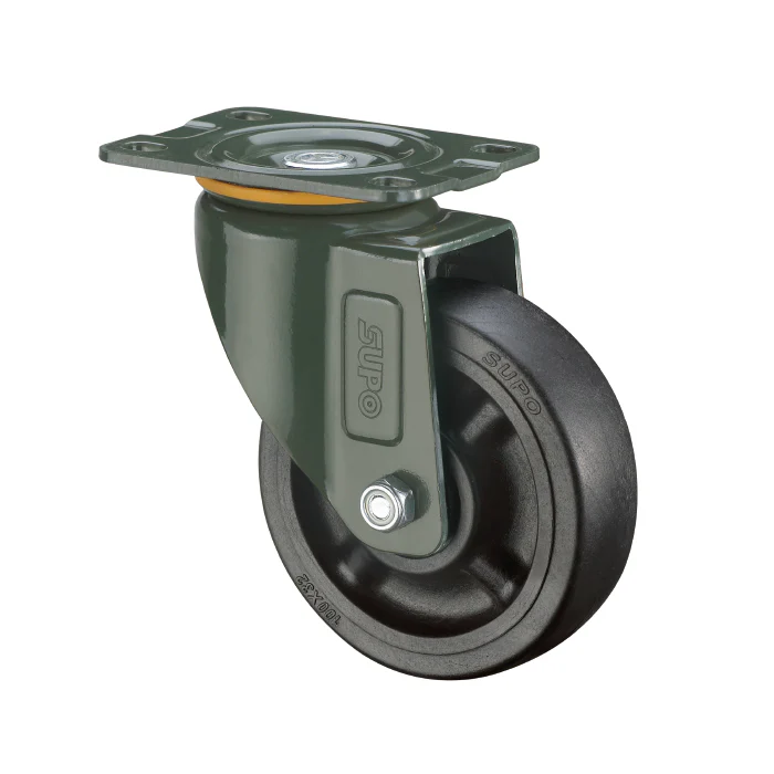 Rueda Girat Serie Trabajo Mediano 100Mm 4" Capacidad Rueda 105Kg Nylon Negro Alta Temperat 260 Cº