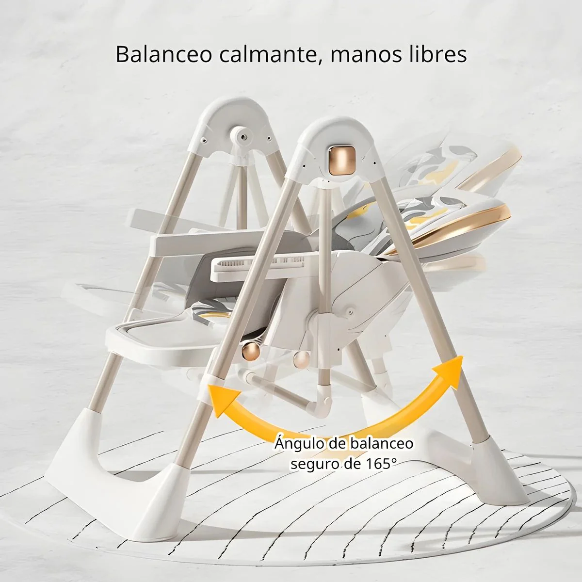 Silla De Comer Para Bebes Y Niños. Silla Alta Multifuncional: Mecedora Y Comedor Portátil. Respaldo Ajustable Y Bandeja Desmontable. - Image 2