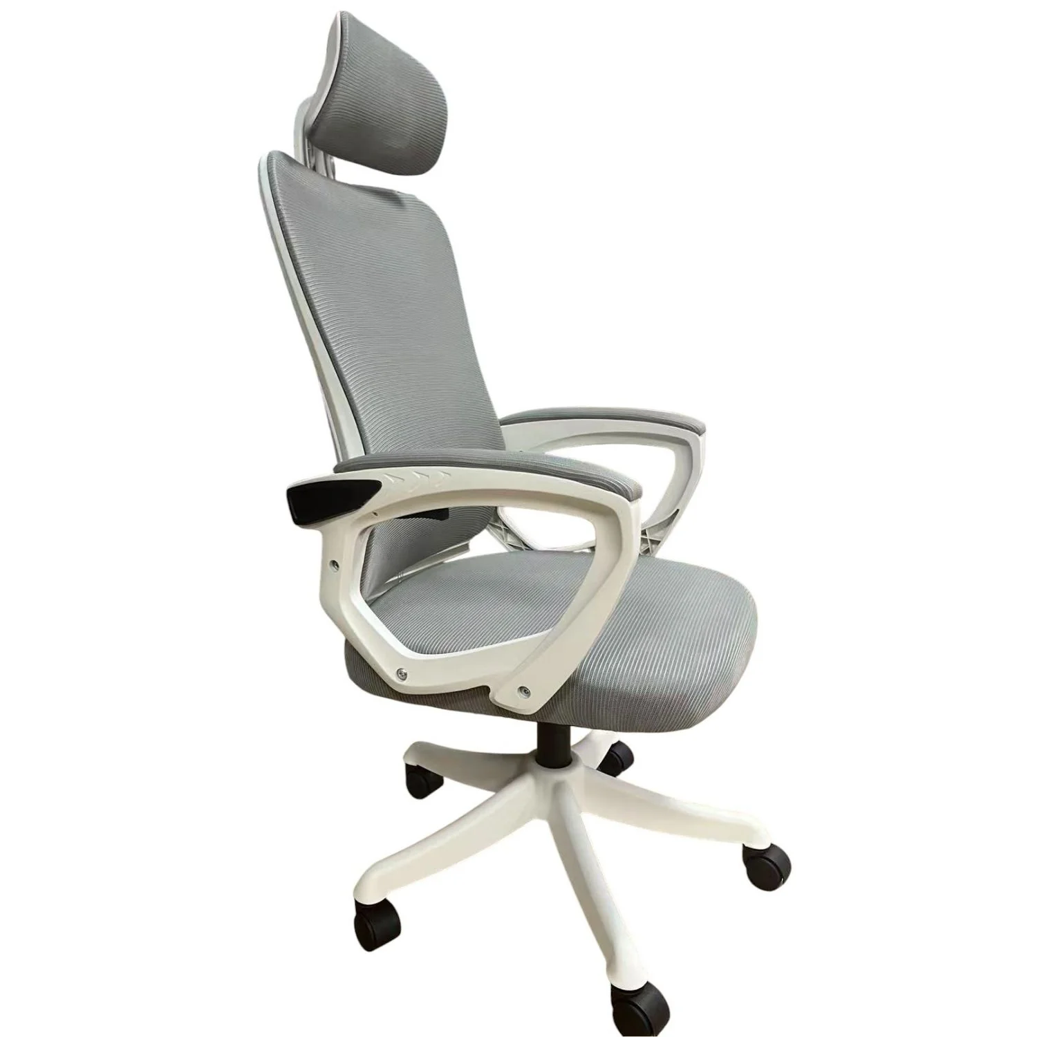 Silla De Oficina Ergonómica Gris Con Respaldo De Malla Y Apoyabrazos Ajustables Sin Reposapiés. Cómoda Silla De Computadora Para Escritorio. - Image 3