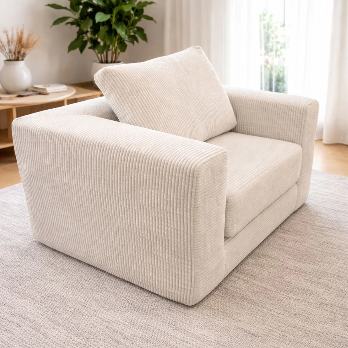 Sofá Empacado Al Vacio Memory Foam De Alta Densidad 124X84x70cm Color Beige Claro - Image 2