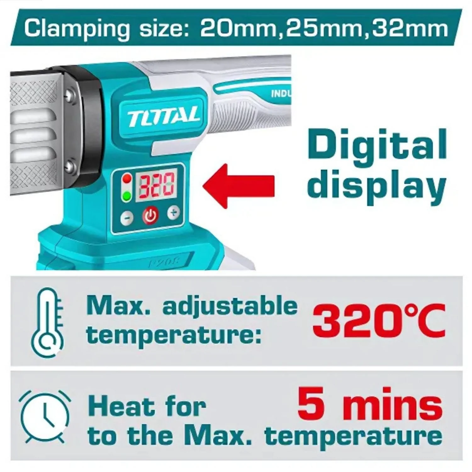 Soldadora Termofusión Tubos PVC De Plástico Inalámbrica 20V Diámetros Para Soldar: 20,25,32Mm. Batería Y Cargador Por Separado. - Image 2