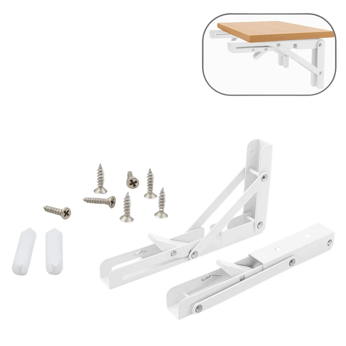 Soporte Brazo Plegable De Repisas Metalico De 16" (40.64 Cm) De Acero Laminado En Frío Para Repisas, Estantes. Escuadra Abatible Color Blanco.  (Se Vende Por Unidad) - Image 2