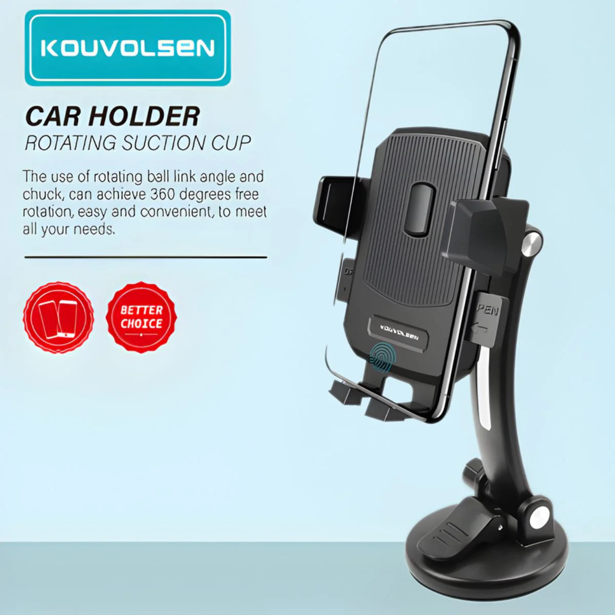 Soporte De Celular Para Auto Con Ventosa. Porta Teléfono Con Base Giratoria 360° Y Sujeción Antideslizante Para Tablero O Parabrisas.