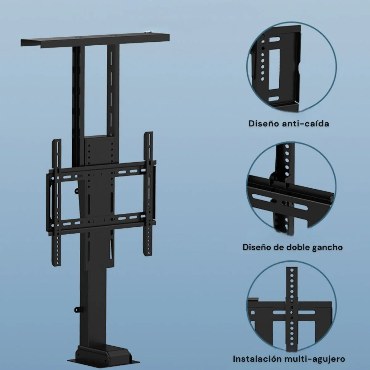 Soporte De TV Oculto Con Altura Motorizado Automático 22.6 - 44.9” (57.5Cm  – 1.2 Mts) Con Control Remoto. Elevador De TV Automático. Para Monitores 42-70”. - Image 3