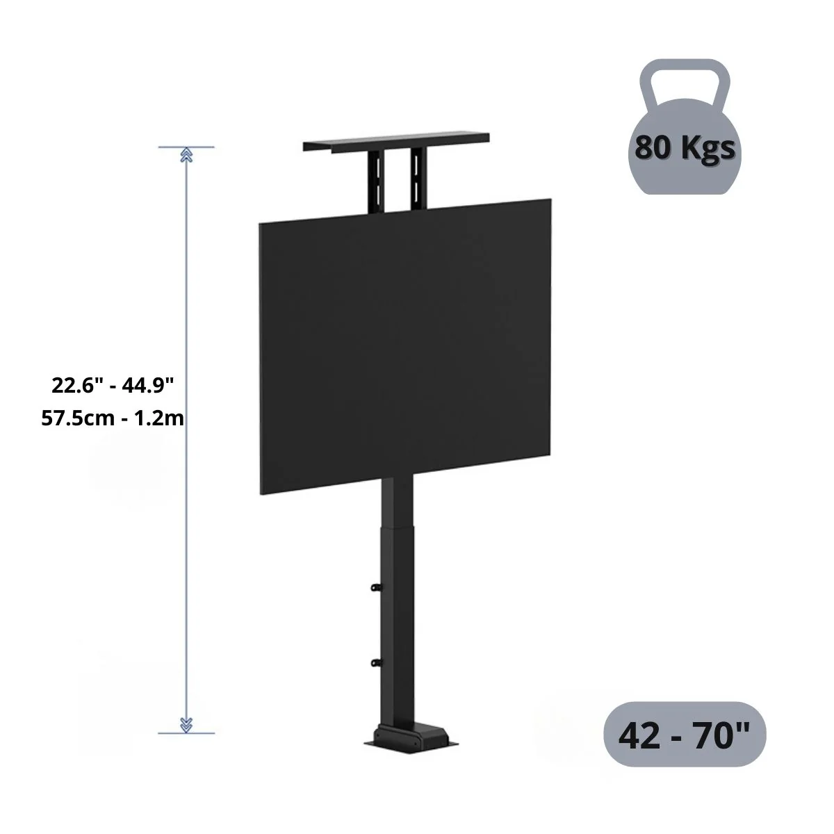 Soporte De TV Oculto Con Altura Motorizado Automático 22.6 - 44.9” (57.5Cm  – 1.2 Mts) Con Control Remoto. Elevador De TV Automático. Para Monitores 42-70”. - Image 6