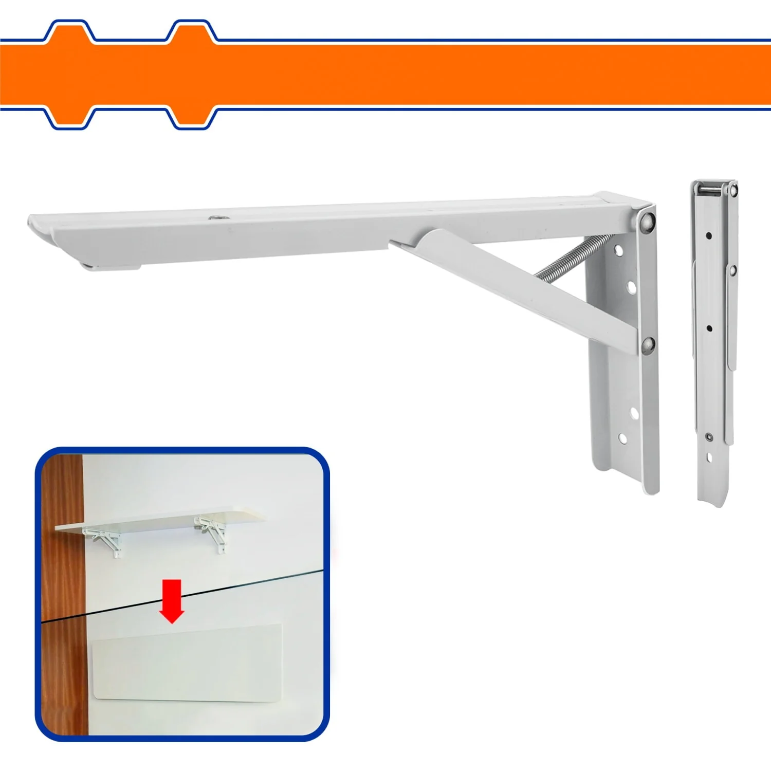 Soportes De Repisas Plegable Blanco 1.4Mm Capac 30Kg 8 Puntos De Fijacion. No Incluye Accesorios. Pie De Amigo.