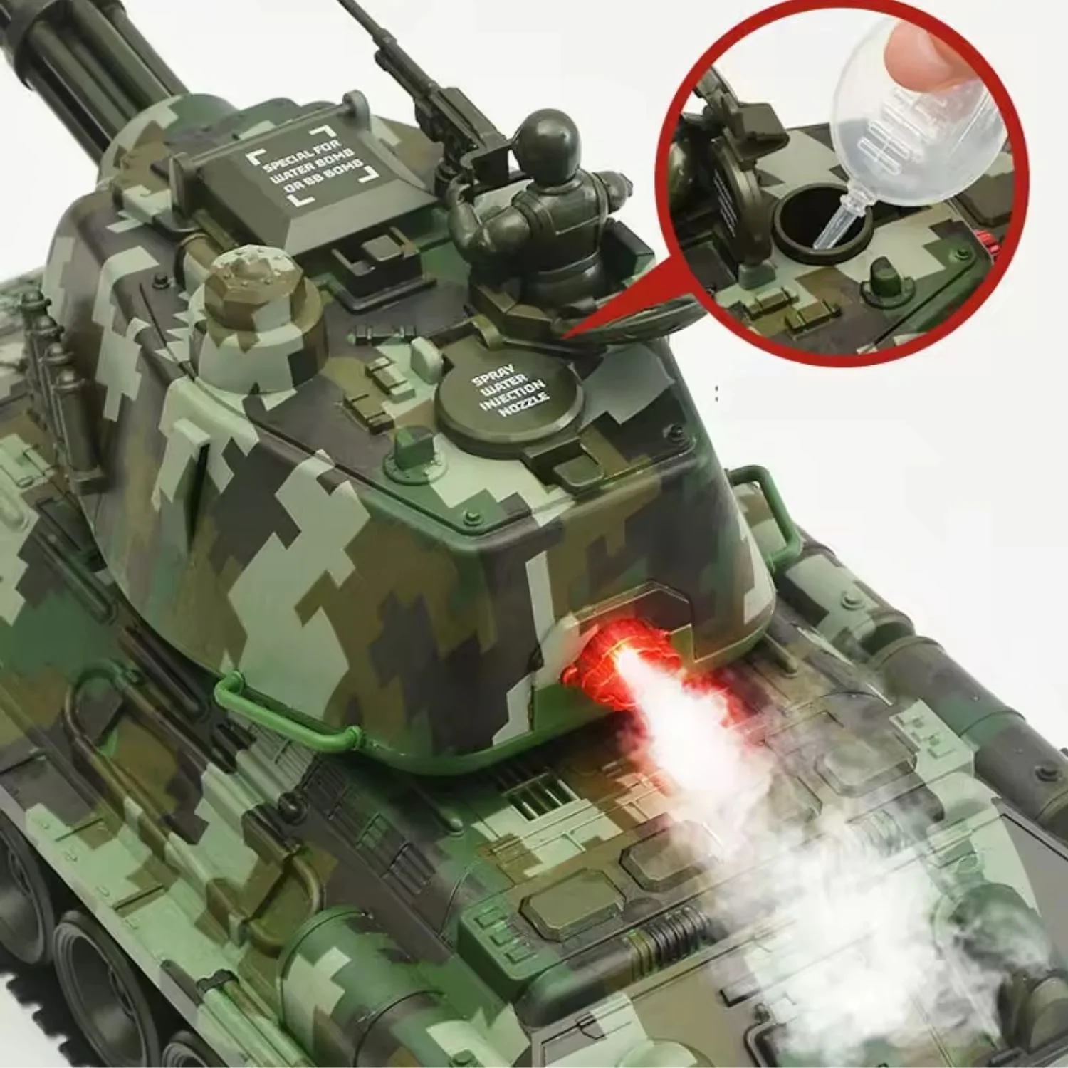 Tanque De Guerra De Camuflaje Militar A Control Remoto Con Luz, Sonido Y Bombas De Agua 47Cm Juguete Para Niños - Image 3