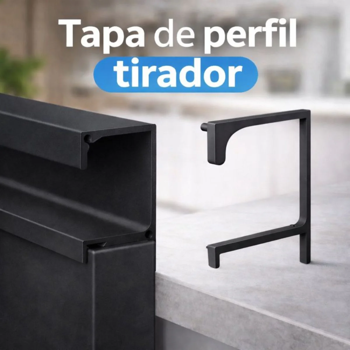Tapón Lateral De Perfil Tirador. Tapa Para Jalador De Sellado. Color Negro. Terminal De Perfil Para Muebles Modulares Cocina.