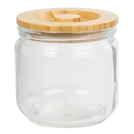 Tarro Frasco De Vidrio Luciano Con Tapa De Madera, 4.25 "De Diámetro X 4.25" De Alto - Image 2