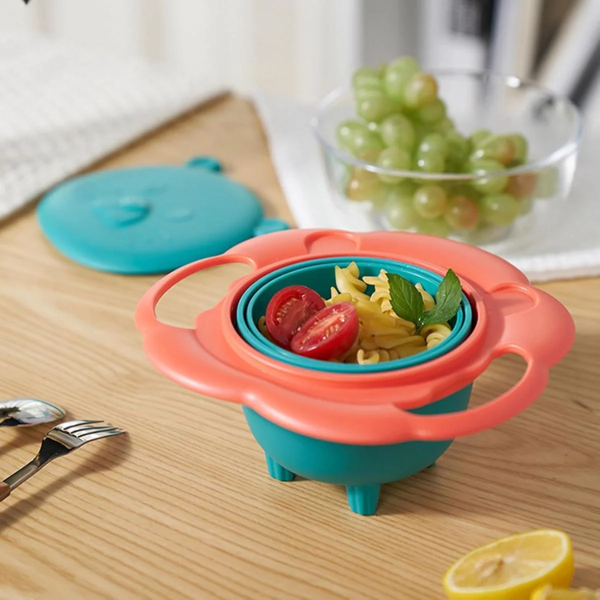 Tazón Infantil Antiderrames. Plato Giratorio 360° Con Tapa. Bowl Antivuelco Para Bebes Y Niños. - Image 4