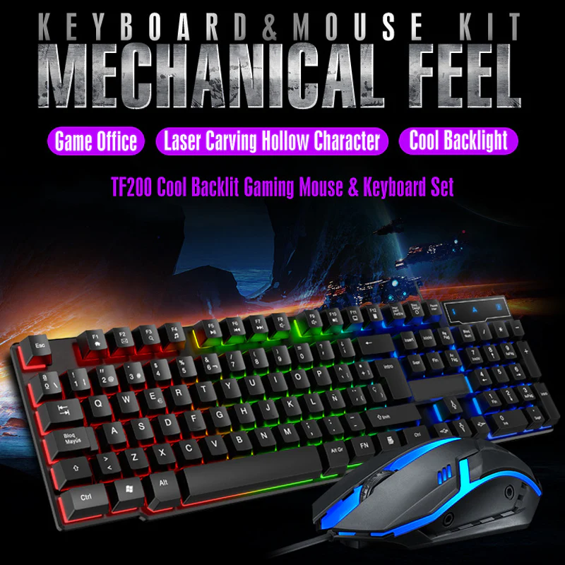 Teclado Y Mouse Gamer Con Iluminación RGB. Sensación Mecánica, USB, Diseño Ergonómico Y Resistente Al Agua. - Image 3