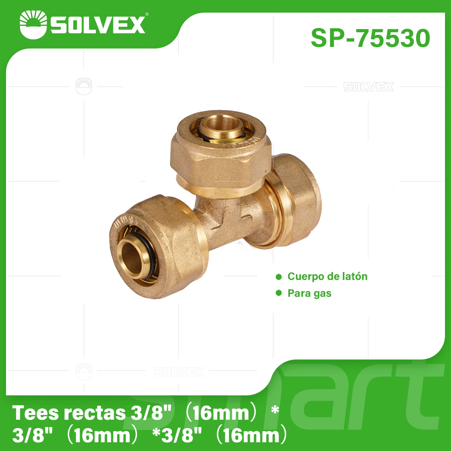 Tee De Compresión Recta 3/8" (16 Mm) En Latón. Conector En T Para Agua Y Gas.