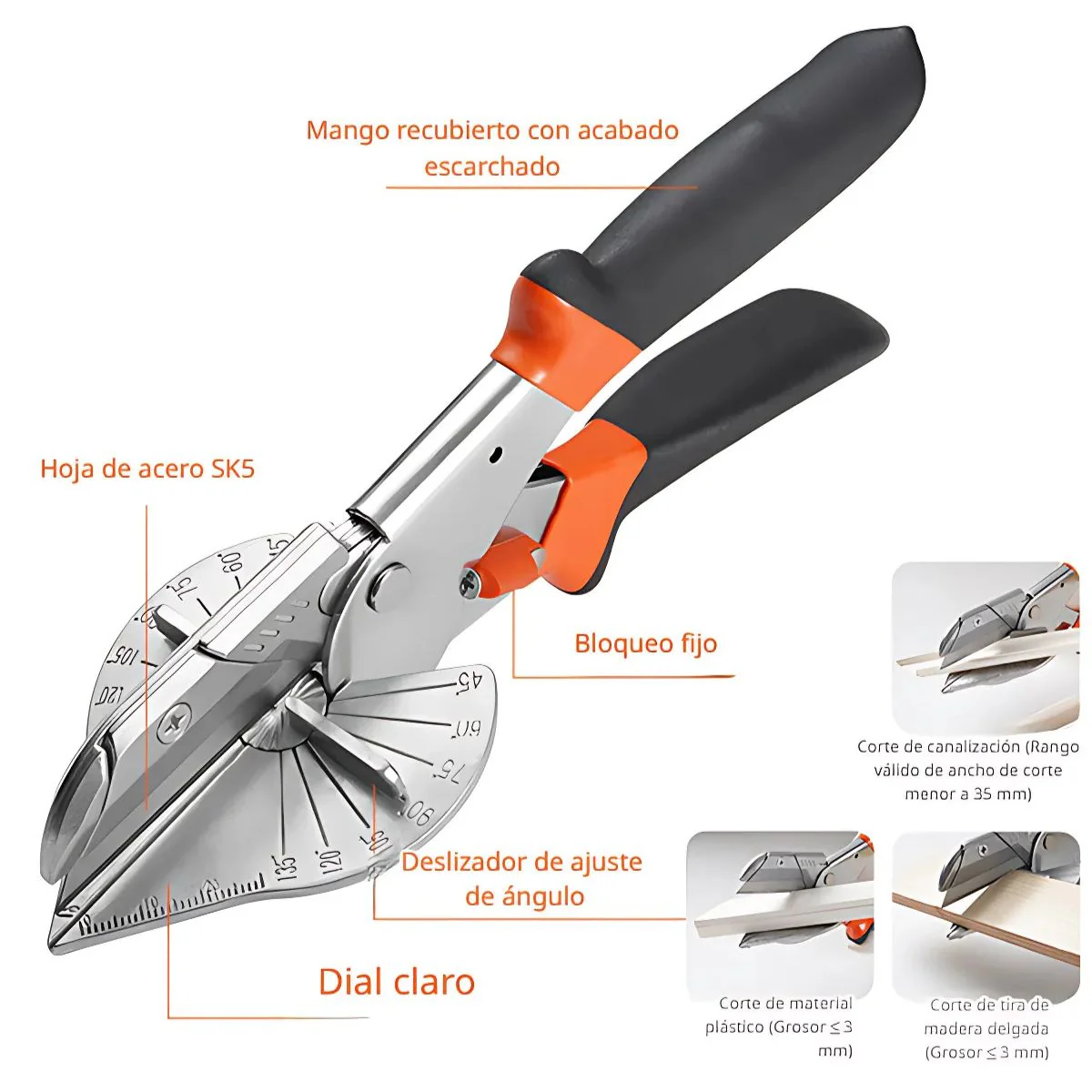 Tijeras Angulares Profesionales. Corte Preciso En 45°, 60°, 75°, 90°, 105°, 120° Y 135°. Ideal Para Molduras Y Canaletas. Corte Angular. - Image 4