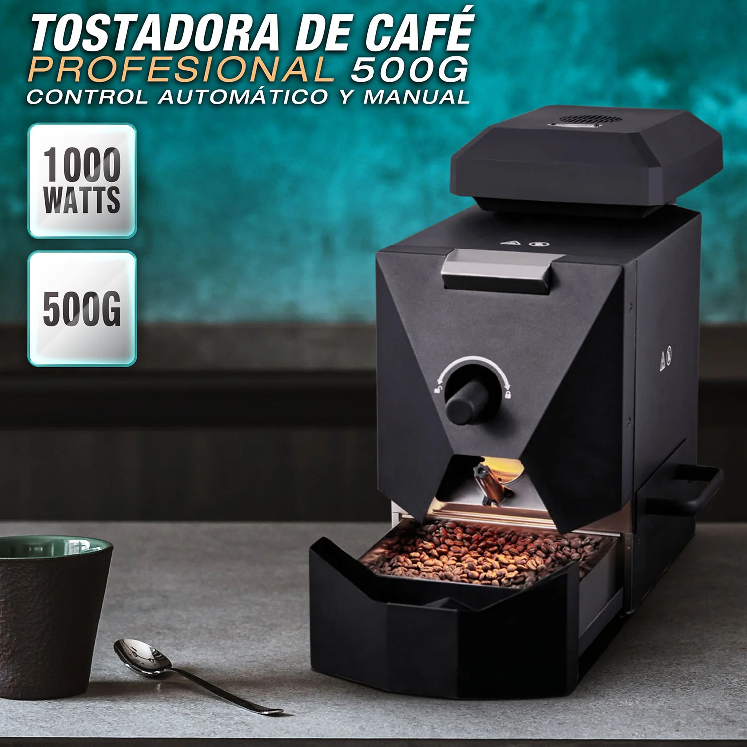 Tostadora De Café Profesional 500G. Máquina Tostadora De Café En Grano 1000W. Control Automático Y Manual.