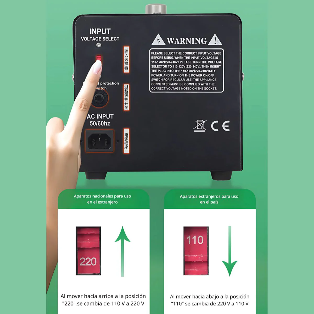 Transformador Eléctrico 5000VA. Convertidor De Voltaje Monofásico 110V-220V Con Pantalla Digital Y USB 5V. - Image 3