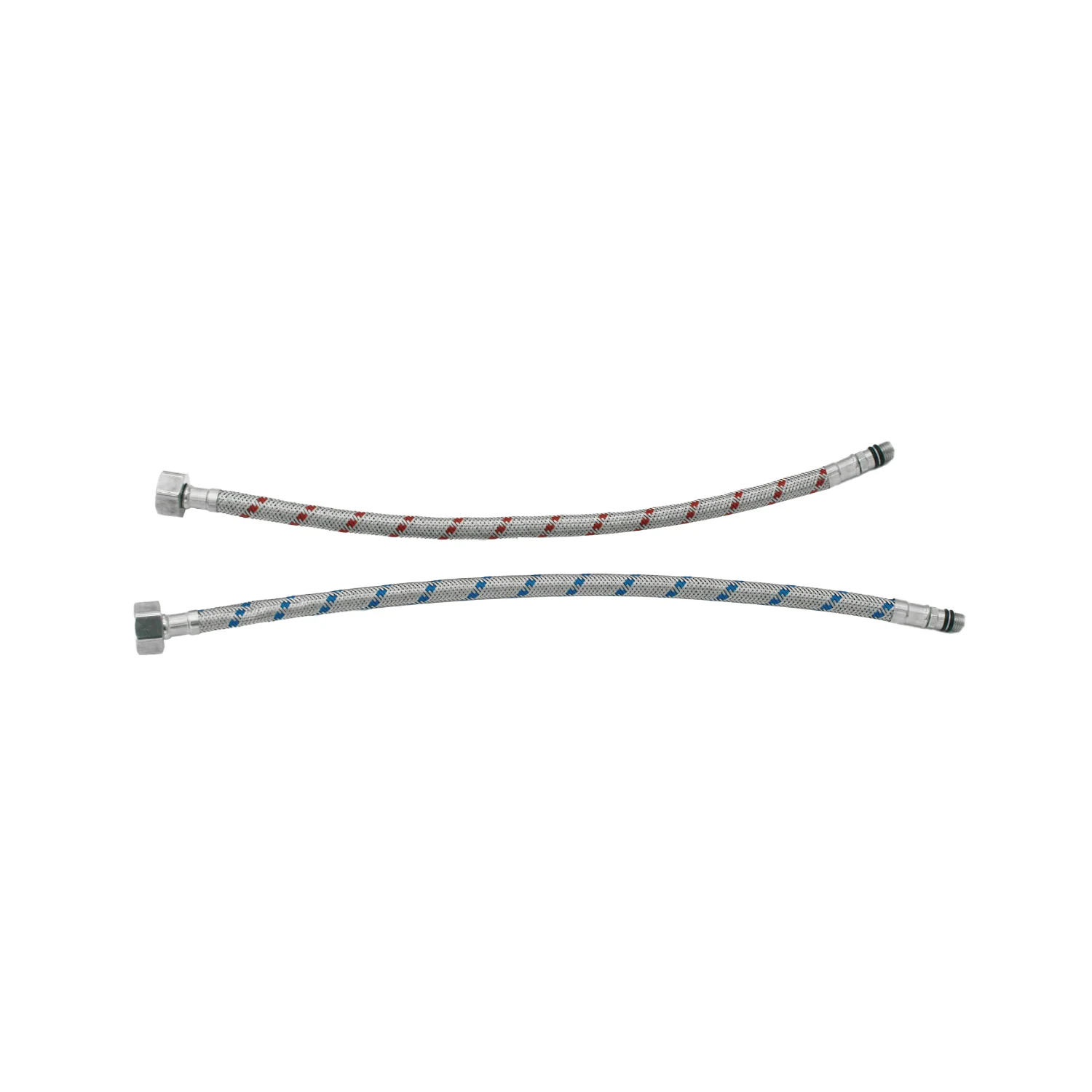 Tubo De Abasto Para Mezclador Monomando 50Cm. Juego De 02 Mangueras Flexibles Acero Inoxidable Trenzado Con Conectores F1/2'' X M10x1'' - Image 2
