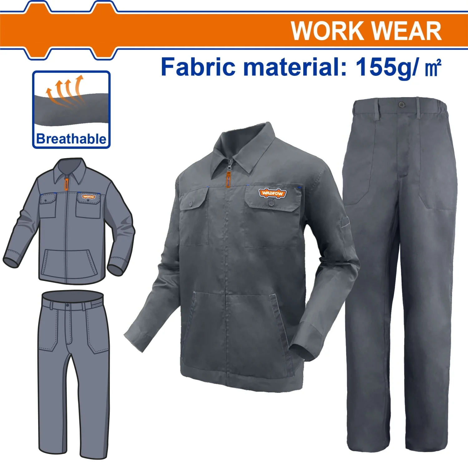 Uniformes De Trabajo 65% Poliéster 35% Algodón 155G Con Chaqueta Y Pantalón Bolsillos Y Cierre Con Zipper. SET