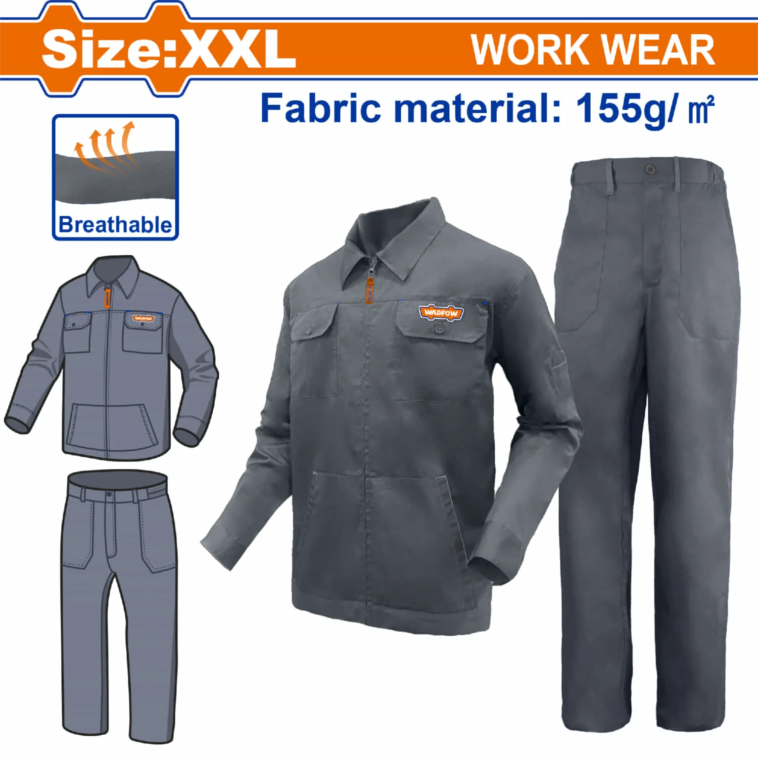 Uniformes De Trabajo 65% Poliéster 35% Algodón 155G Con Chaqueta Y Pantalón Bolsillos Y Cierre Con Zipper. SET - Image 5